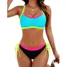 BMJL Women's 2-Piece Color Block Bikini Set - Supportive Wide Straps, 82% Nylon for Smooth Fit, 2025 Beach Swimwear for SwimWeek Summervibes