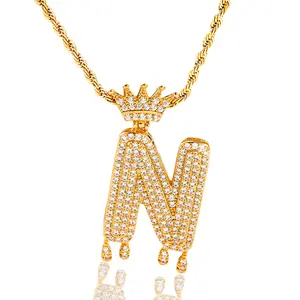 Initials A-Z Zircon Crown PendantNecklace for Women Fashion Luxury ShinyGolden Jewelry Gifts Evervday Wear Accessories Love Necklace for Women for Gift