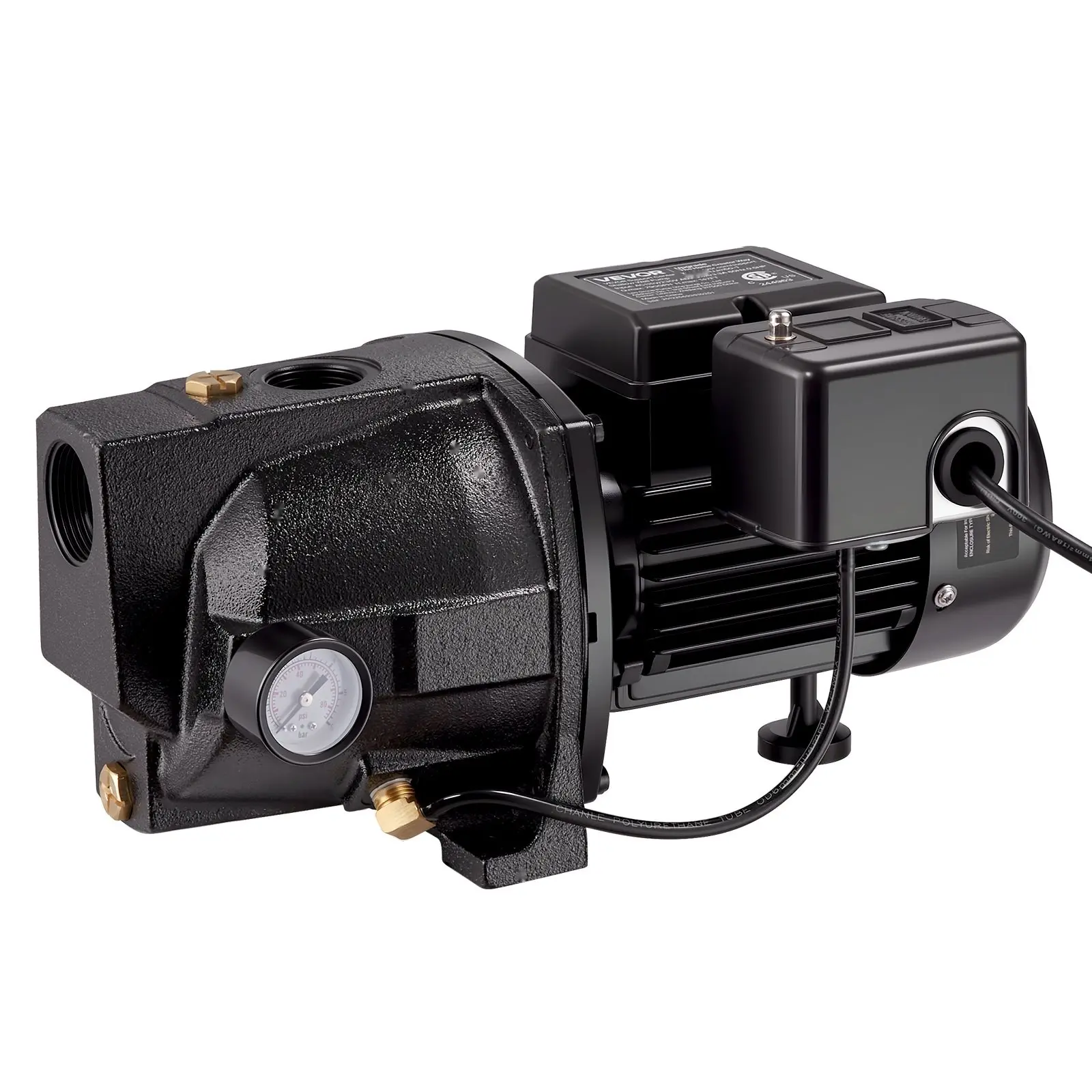 0.5 HP Shallow Well Jet Pump, Dual Voltage 115/230 VAC, 790 GPH Flow, Cast Iron Construction with 147 ft Maximum Head, Automatic Pressure Switch, Suitable for Garden Irrigation and Lawn Sprinkler Systems