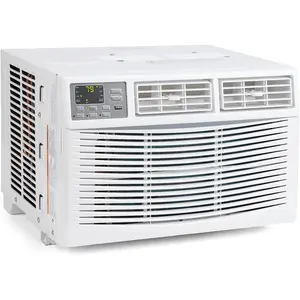10000 BTU Window Air Conditioner with official energy efficiency certification. It features a handy remote control, low-noise operation, and three customizable cooling and fan speed levels. Built with a 24-hour timer and auto-restart capability, this unit