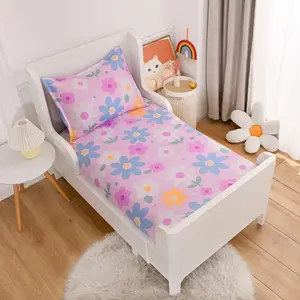 2-piece set: soft fitted sheet and pillowcases, purple floral print sheets for kids/girls, single/twin size bed