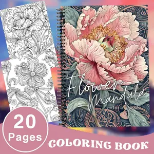 Adult Mandala Flower Art, Mandala Floral Designs Coloring Book - Perfect for relaxation and meditation, stress-relieving Spiral Binding coloring book, 21 x 29.7 cm, thick (100g), 20 pages, perfect gift for Halloween, birthdays