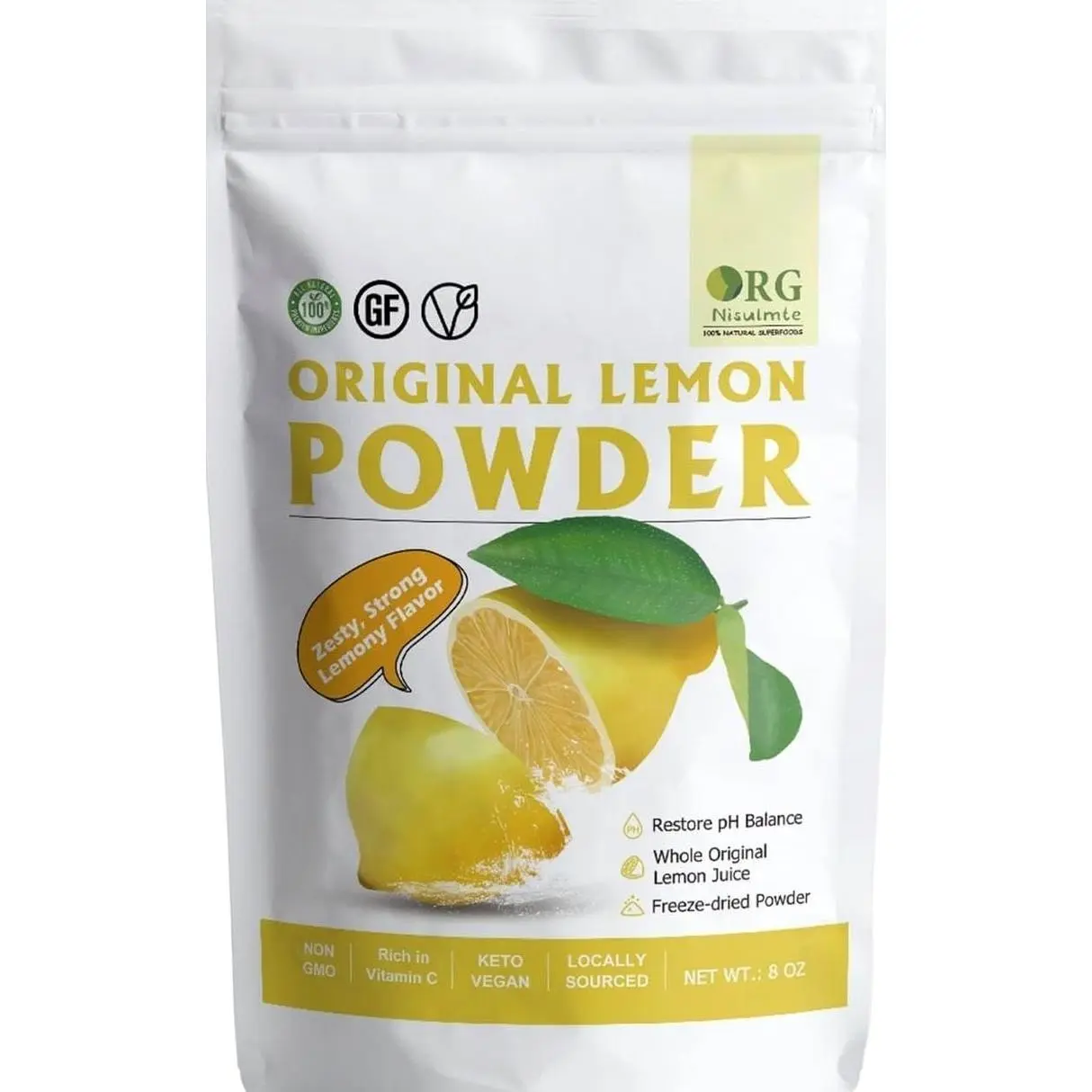 Lemon Powder,Whole Lemon Juice Freeze Dried Powder Strong Lemony Flavor 8 Oz