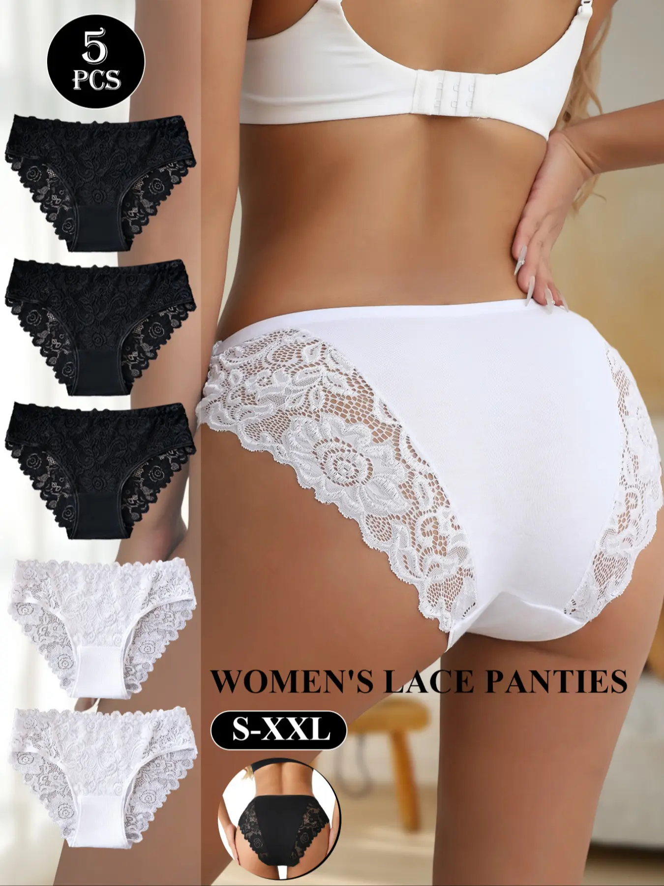 Daily Delicate Seamless 5-Piece Set Breathable Lace Scallop Trim Panties, Lightweight Summer Panties | Soft and Sensation-Free | Sizes S-XXL