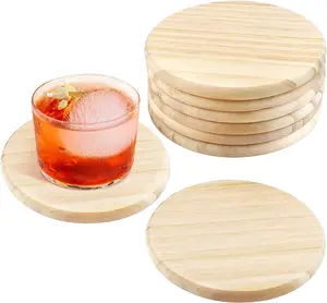 8 PCS Unfinished Wooden Coasters, 4 Inch Blank round Wood Coasters, Crafts Wooden Slices