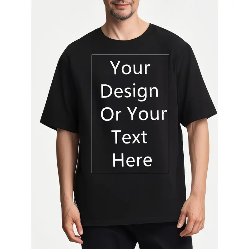 Soft Breathable Customizable Men's T-Shirt | Personalized Photo/Text Design, Unisex Casual Short Sleeve Tee, Machine Washable, Unique Gift for Anniversary Valentine's Day