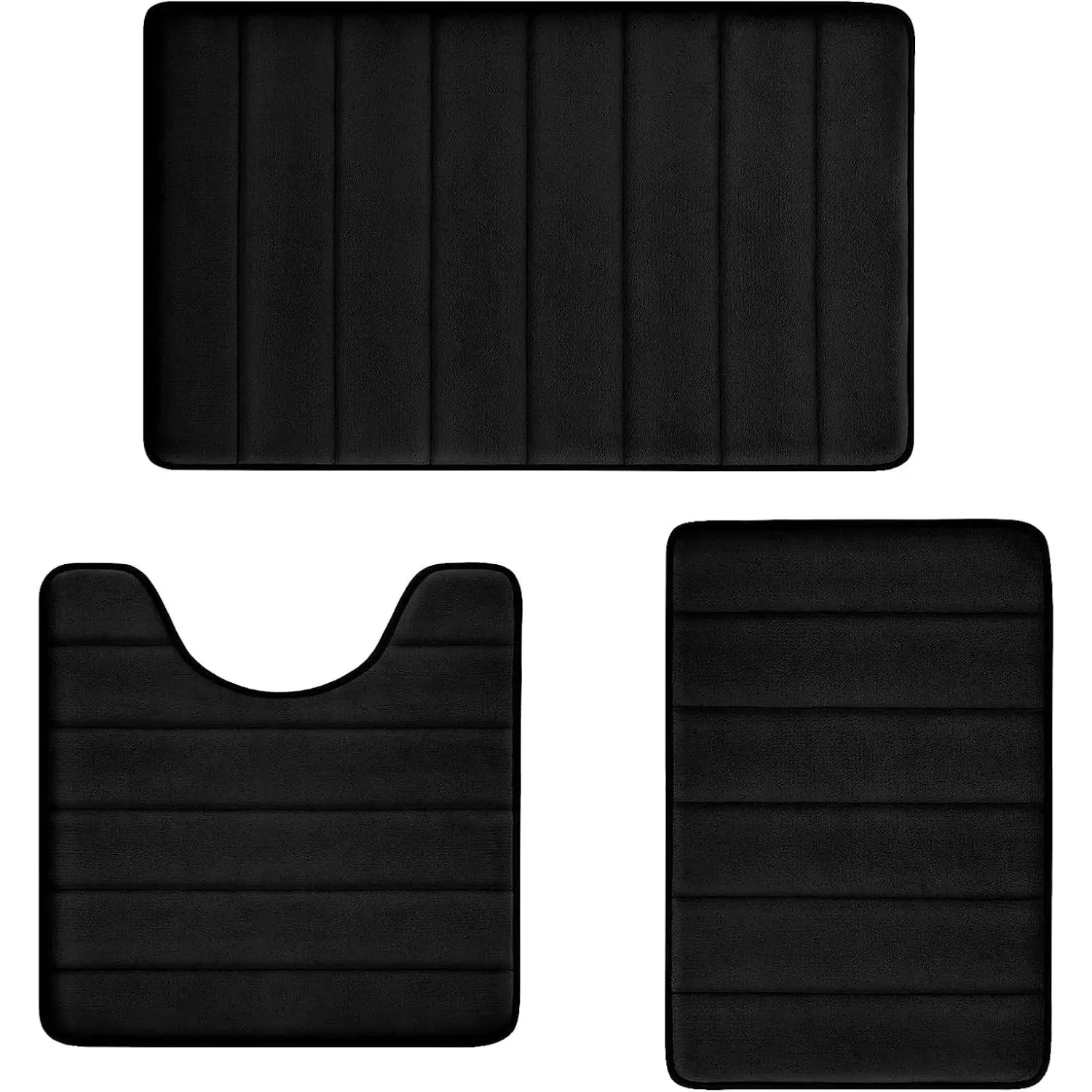 3 Piece Memory Foam Bathroom Rugs Set, Super Soft Shaggy Absorbent Bath Mats, Non-Slip U-Shaped Toilet Rug, Washable Thickened Bathroom Carpet for Tub, Shower and Bathroom Floor
