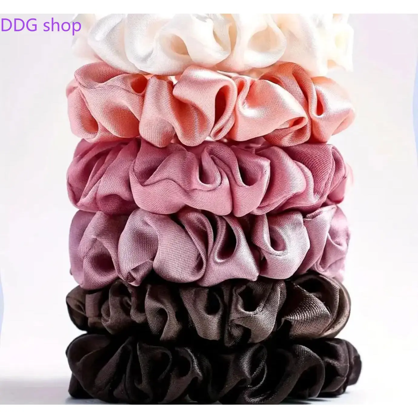 Unisex 6pcs Warm-Toned Comfortable Satin Small Hair Ties Scrunchie Set, Sports & Outdoor Accessory for High-Low Ponytails, Buns