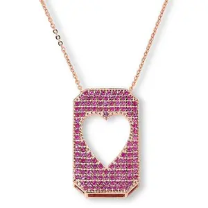 Colleen Lopez Sterling Silver Gemstone Heart Tag Pendant with Chain