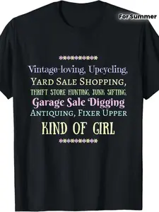 Women'S Vintage Lover T-Shirt - Soft Breathable Crew Neck Tee with Dealership, Thrift Store & Antiquing Designs - Casual Everyday Shirt for Yard Dealership, Upcycling Events - Perfect Gift for Vintage Enthusiasts ( with Pink & Golden Lettering) - Al