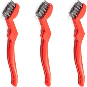 3-Pack 7" Stainless Steel Wire Brushes - 40% Denser Than Standard Brushes - for Heavy-Duty Cleaning: Grill Grates, Uncoated Pans, Rust Removal, Deburring & Metal Cleaning