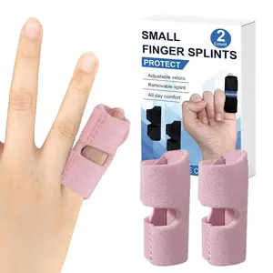 GenetGo 2 Pack Small Trigger Finger Splint - Pinkie Finger Brace for Broken Finger, Knuckle Immobilization for Arthritis Pain, Sport Injuries (Pink)