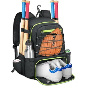 MATEIN Baseball Bat Bag for 4 Bats with Ball Pocket, Lightweight Youth Baseball Backpack with Shoe Compartment, Large Capacity Softball Equipment Bag with Fence Hook for TBall Gear, Helmet, Glove