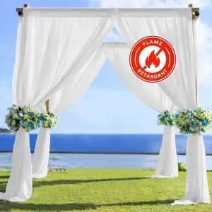 White Chiffon Drape Curtain, Durable Flame Resistant Backdrop Panel Ceiling Decoration With Rod Pocket 5ftx14ft