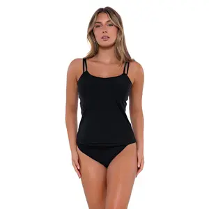 Taylor Sleeveless Tankini Swimwear for E/F/G Cups, Relaxed-Fit Swim Top with Built-In Underwire and Adjustable Straps, Swim Tankini Tops