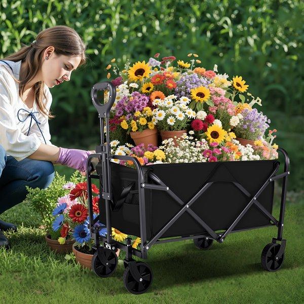 Heavy Duty Folding Wagon Cart – All Terrain Utility Cart 220/450/680 lbs Capacity, Large Capacity, Portable for Garden, Camping, Shopping & Outdoor Use