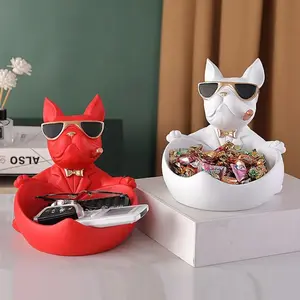 Fun French Bulldog Storage Tray, Key Remote Control Holder, Cool Desk Accessory, Animal Statue, Office Candy Dish, Unique Home Decor