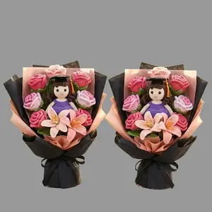 Handmade Custom Crochet Graduation Bouquet with Doll - Forever Flower Keepsake Party Gift for Class of 2026 Graduates