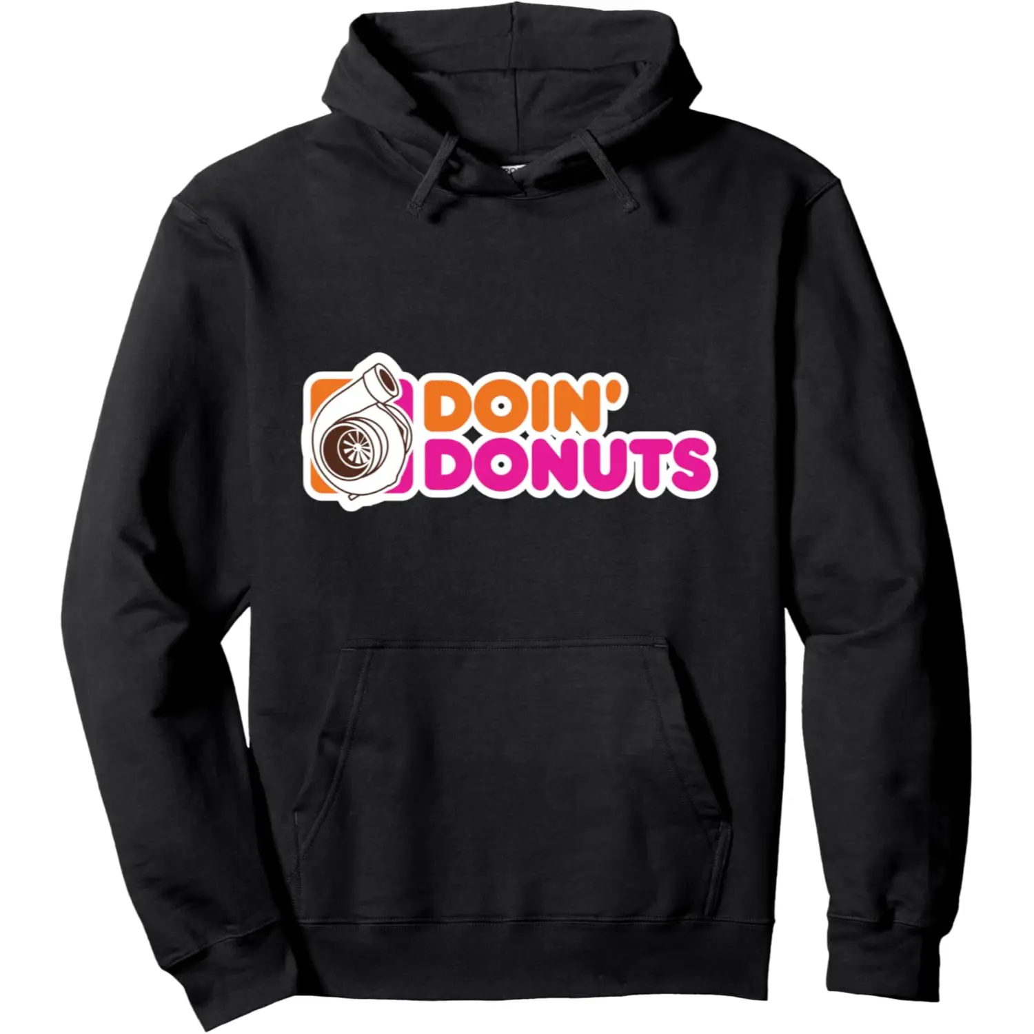 Casual Pullover Hoodie for Car Enthusiasts, Long Sleeve Top with Funny "Doin' Donuts" Graphic, Racing & Drift Themed Birthday Gift, Tops, Funny Text, Graphic Print