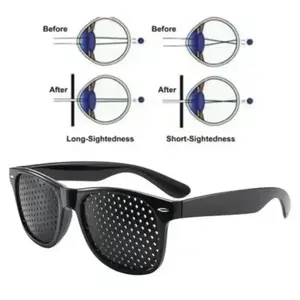 Unisex Pinhole Glasses Anti-Myopia Astigmatism Vision Improvement Strabismus Correction Fatigue Glasses Black Frame Perfect Gift