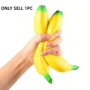 Fake Banana Squeeze Toy, Soft Foam Stress Relief Toy, Durable PU Foam Design, Realistic Bright Appearance, Ideal for Gifts and Decorations