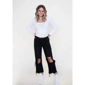 Avalon High Rise 90's Distressed Jeans in Black