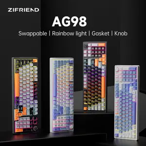 ZIFRIEND AG98 (98-Key Gasket Wired Gaming , 80% Layout, 3-Pin Hot Swappable   switches  sg game transparent   aula  f87 pro gummy  bear keycaps key  cappuller Custom RGB Mini Gaming Keyboard creamy  keyboard keyboard  for  work ultra  light