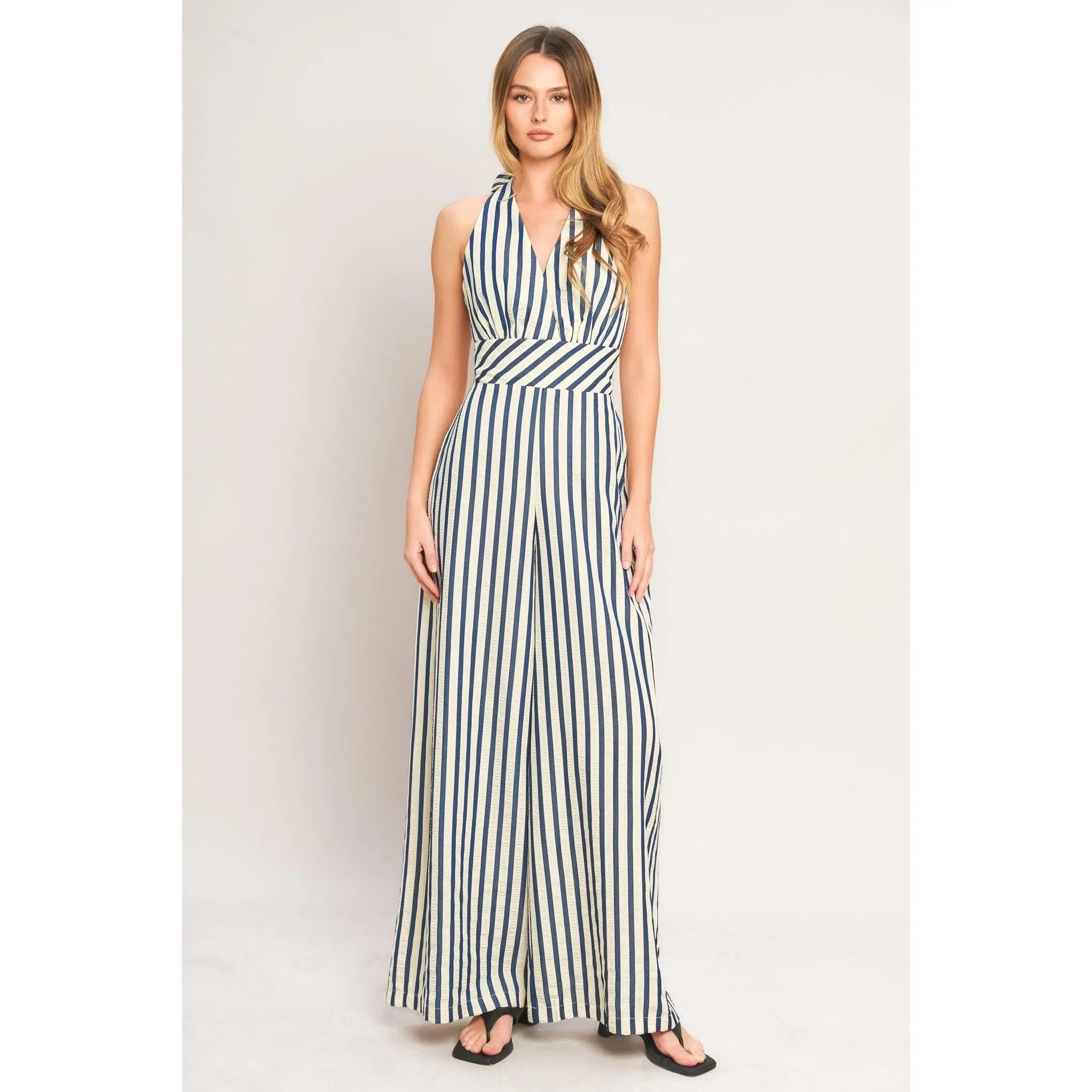 NAUTICAL BREEZE STRIPE WOVEN JUMPSUIT