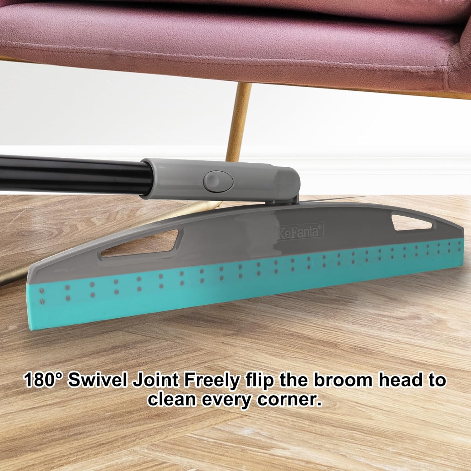 Multifunction Magic Broom, Silicone Floor Squeegee Broom with 59" Long Handle, Scraping Broom for Floor Bathroom Kitchen Shower Tile Pet Hair Fur Marble Glass Water Window Foam Cleaning, Blue