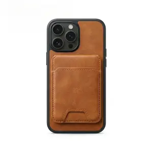 [2-in-1 Set]Cowhide Texture MagSafe Detachable Compatible Wallet  Case For iPhone 17 Pro Max 16 15 14 13 12 , Card Slot Stand Shockproof Protective Cover