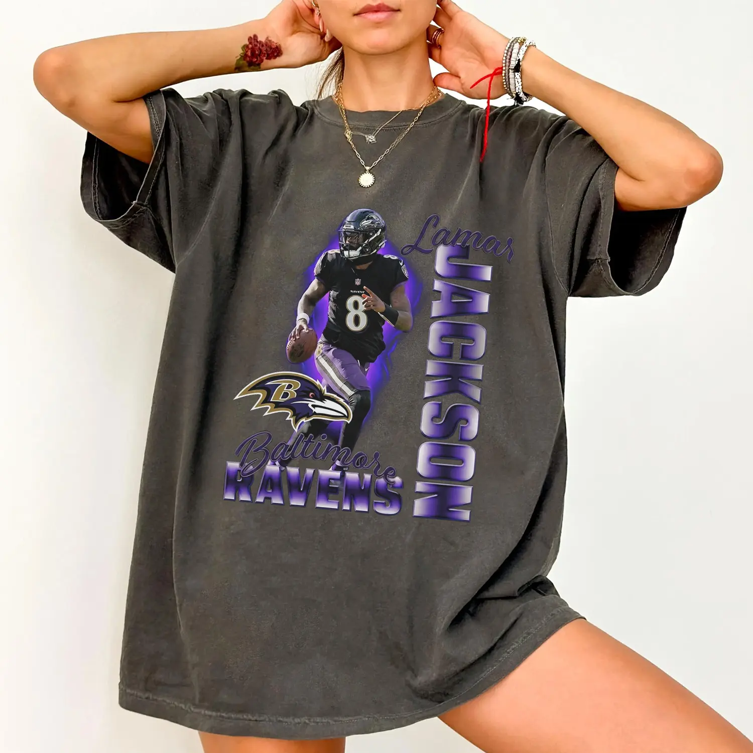Vintage Ravens Football T-Shirt, Retro Lamar Jackson Graphic Shirt, Unisex Football Game Day Gift