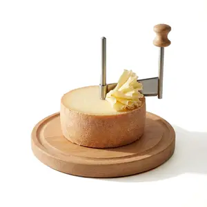 Cheese Curler, Cheese Curler Wheel for i.a. Tête de Moine and Chocolate, Sharp Blade, Wood Base, Suitable for Restaurants, Cafes, and Dessert Shops, Home