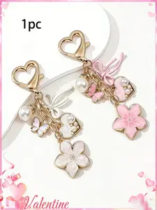 Bag Pendant Heart-Shaped Flower Bag Charm 3d Realistic Bag Charm High Quality Resistant To Rust Faux Pearl Pendant Cute And Versatile Elegant Demeanor Suitable For Giving To Friends Birthday Gift Keychain