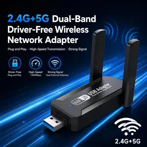 1300Mbps USB WiFi Adapter — Dual-Band (2.4G + 5G), Driver-Free Plug-and-Play, External High-Gain Antenna, Supports AP Mode (Create a Hotspot) — Upgrade Desktop Wireless WiFi