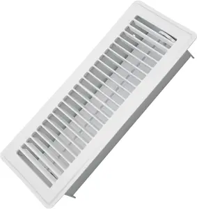 4" x 12" Floor Register - Heavy Duty Steel Walkable Floor Vents - Easy Adjust Air Supply Lever - Vent Covers for Home (White)
