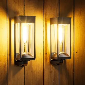 Solar Fence & Wall Lights with Auto On/Off, IP65 Waterproof Outdoor Lighting, Warm & Cool White LED Decorative Lamp for Patio, Yard, Porch & Backyard