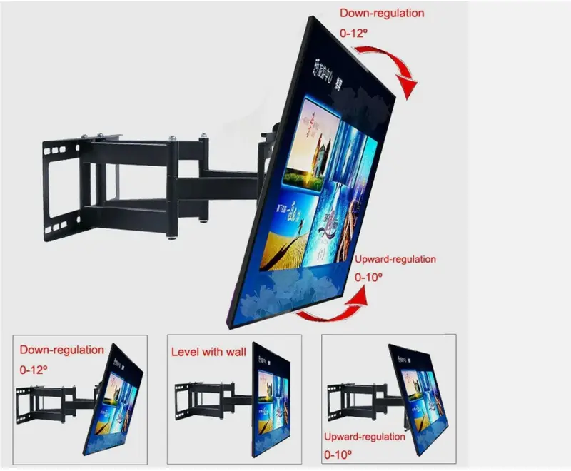 Full Motion HDTV TV Wall Mount Bracket 32 36 37 40 42 47 50 52 55 60 65 70 inch