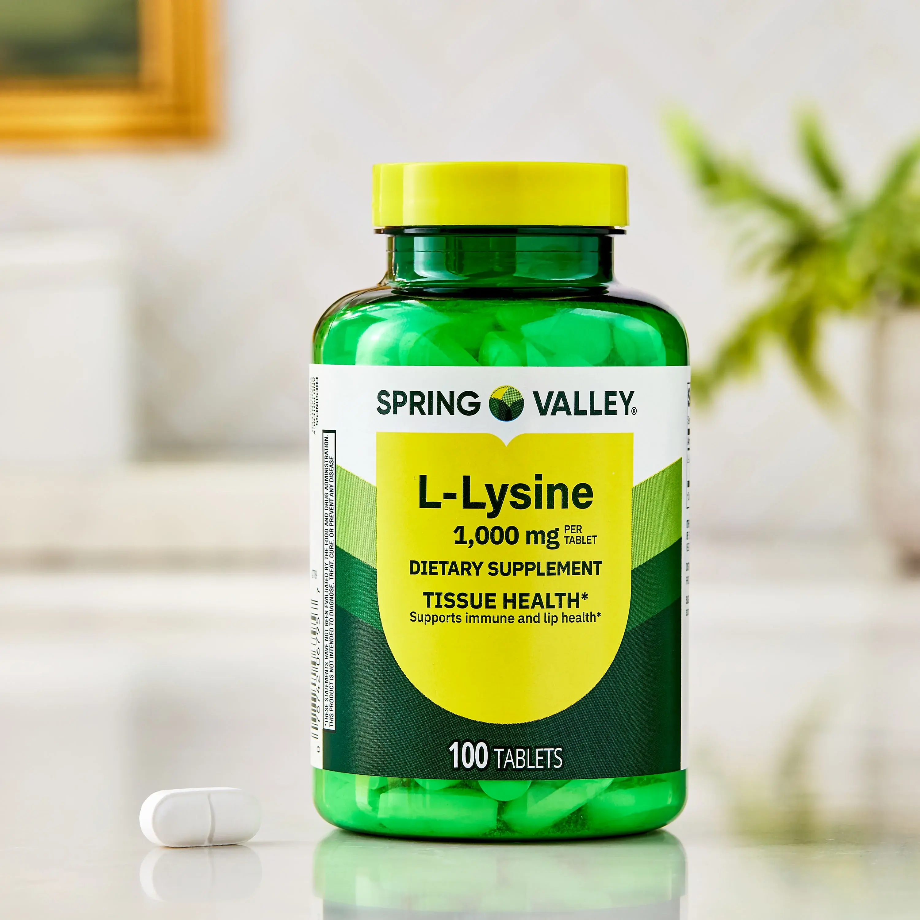 Spring Valley L-Lysine Tablets 1000mg - 100 Count, Supports Immune ...