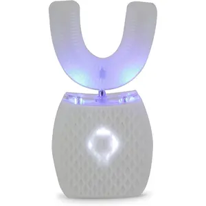 Whitening Toothbrush, Ultrasonic U-Shaped Electric Toothbrush for Adults, Automatic, Rechargeable, Washable, and Perfect for Travel and Home Use with 360° Whole Mouth Cleaning, 4 Modes, White
