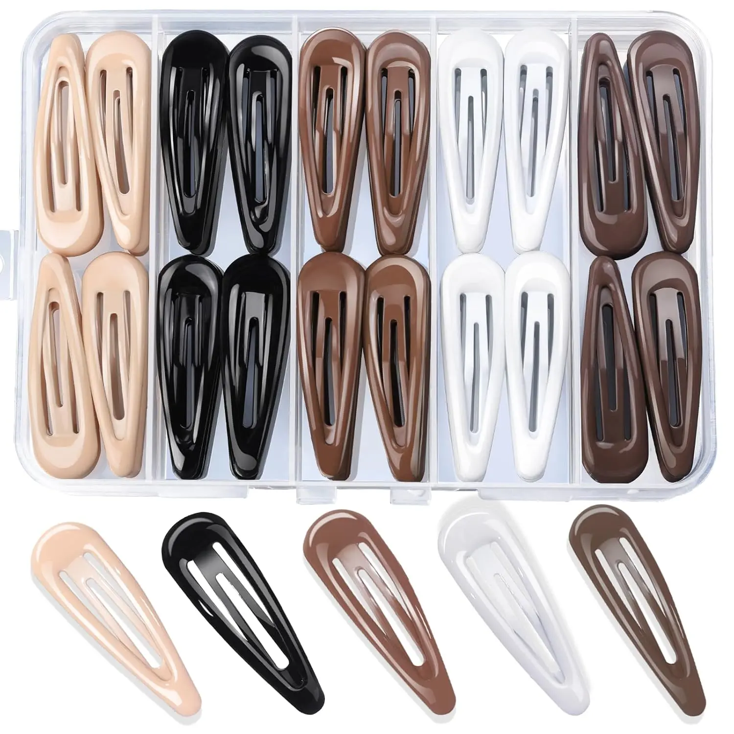 50 count Snap Hair Clips,2 Inch Hair Barrettes Hair Clips For Women, Metal Mixed Color, Hair Barrettes For Women Hair Snap Clips 5 Colors