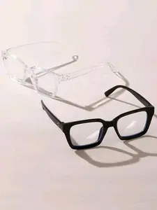 2 Pairs Unisex Small Frame Blue Light Blocking Glasses, Simple Daily Use, Square Frame, Suitable for Work, Fashion, Reading