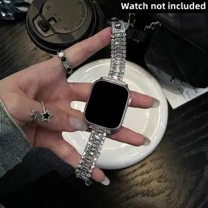 Diamond Metal Band Compatible with Apple Watch, Fashion Smartwatch Strap for Series Ultra2 Se2 Se10 9 8 7 6 5 4 3 2 1 Men Women