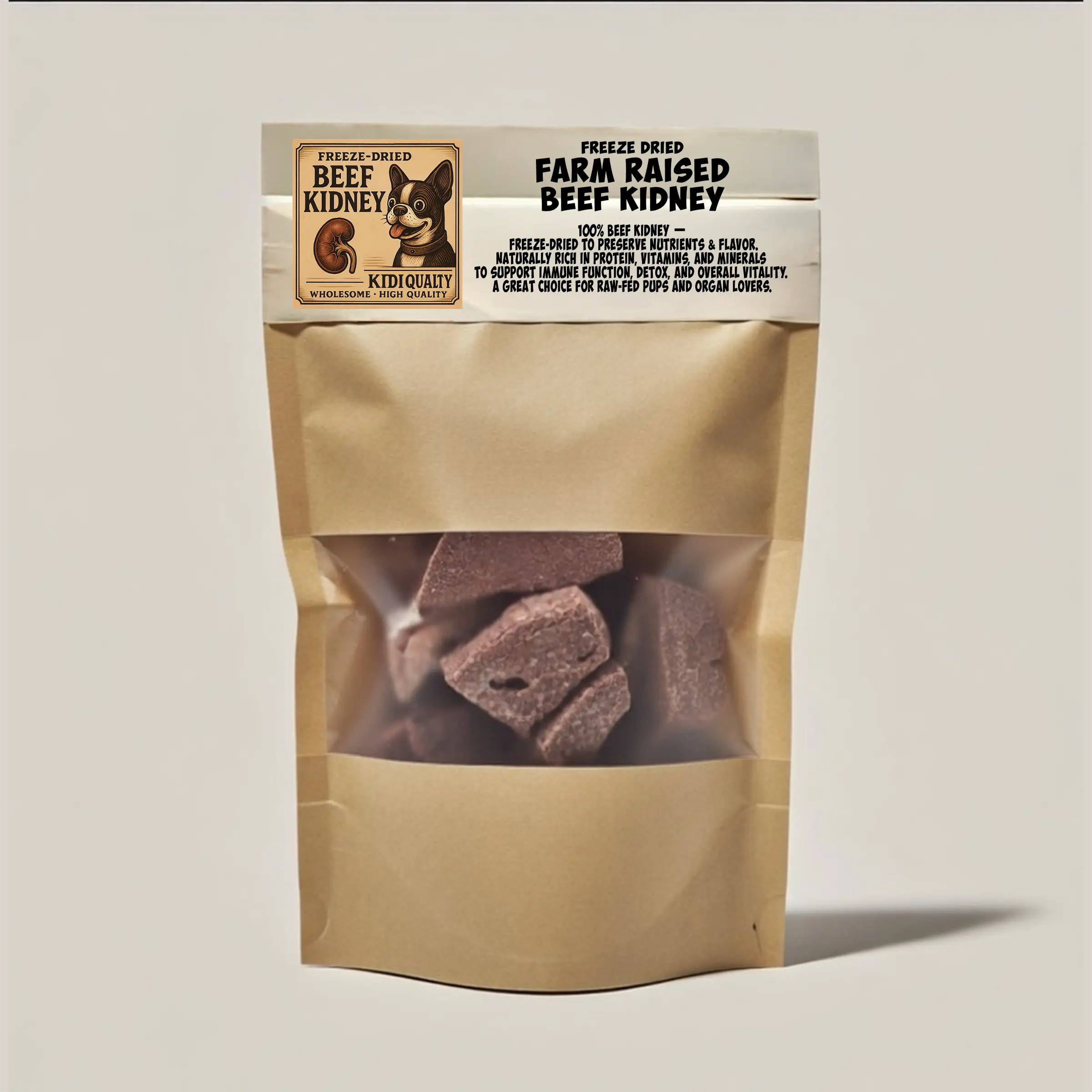 Beef Kidney Freeze Dried Dog Treats Farm Raised 100% All Natural Single Ingredient