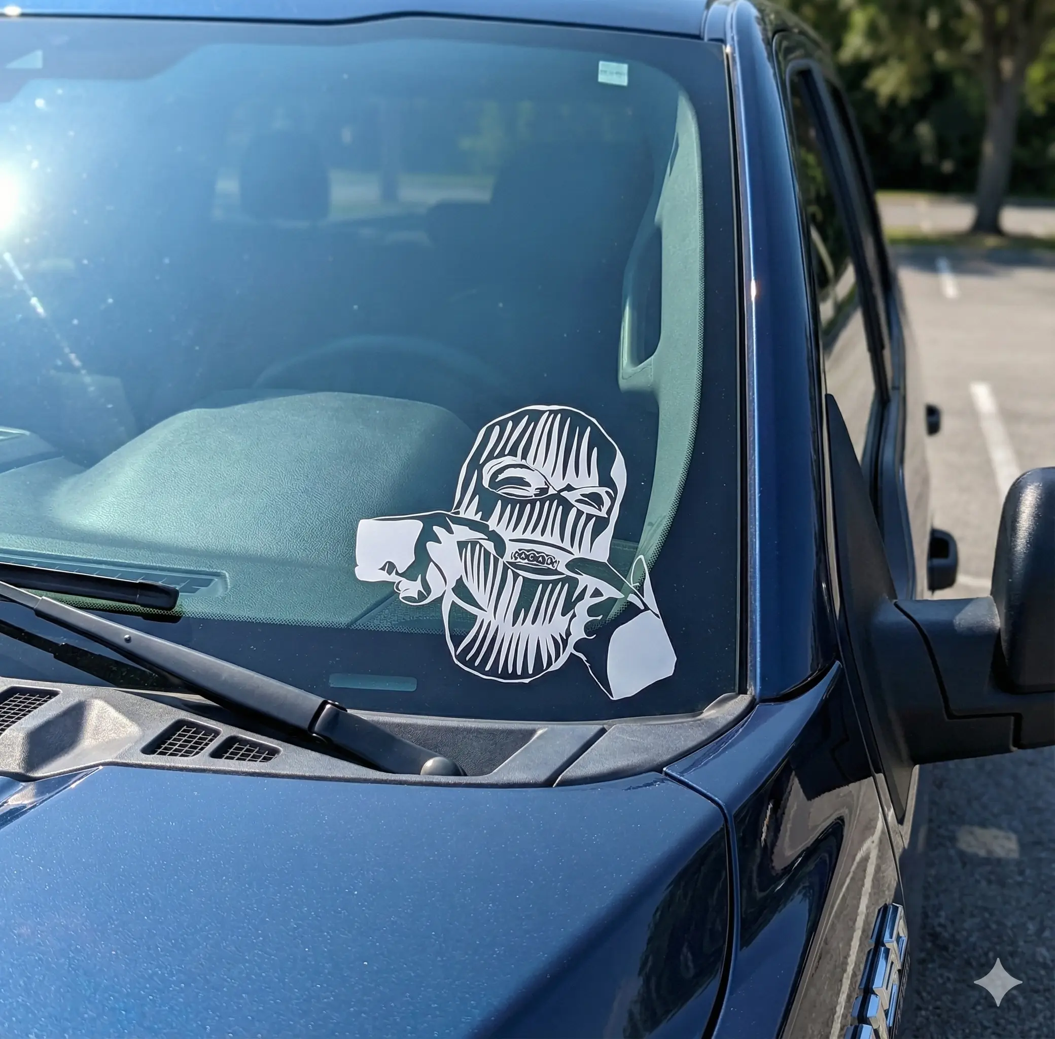 Gangsta Ski Mask Hologram Stickers - Gloss Black & White Chrome