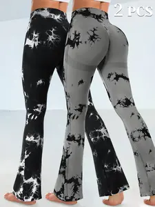 EUYZOU Women's High Waist Wide Leg Long Palazzo Bell Bottom Yoga Pants