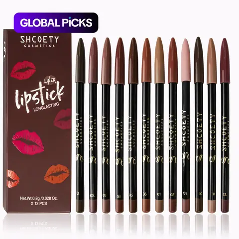 12 Color Lip Pencil Matte Lipliner Set Smooth Color Silk Lipstick Pen Durable Pigment Lip Makeup Cosmetics #GLOBAL PICKS