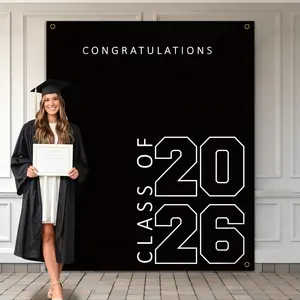 2026 Graduation Banner, “Congratulations on Your Graduation” Polyester Banner, photo backdrop and wall decorations for graduation ceremonies and parties, suitable for high school and college graduation party decorations