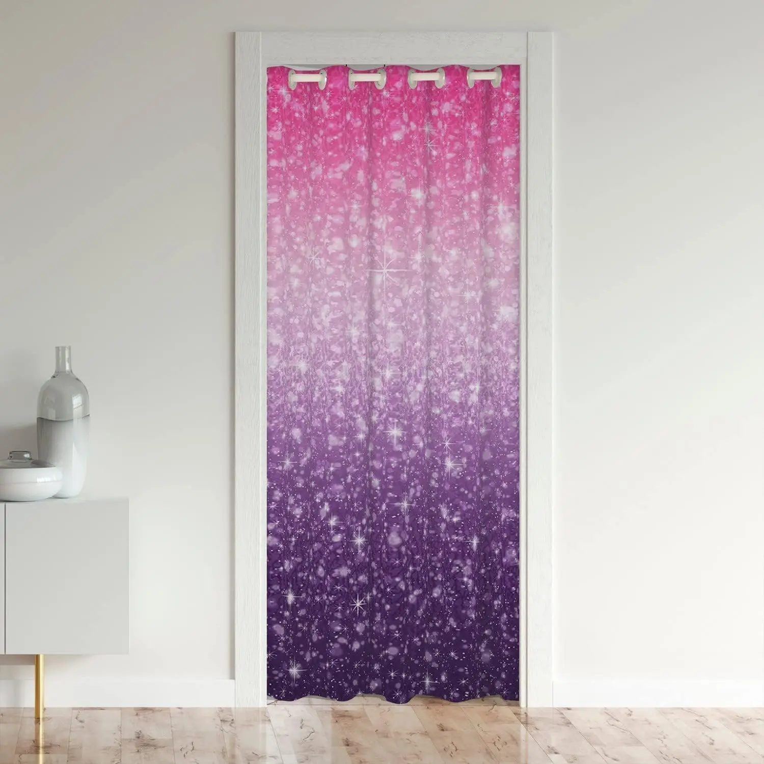 PrintPrivacy,Heat Blocking 30%-50% Blackout Door Curtain,Ombre Pink Purple Door Curtain for Doorway Privacy,42x80 Inch 1 Panel