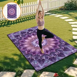 Crystal Yoga Mat for Women, Non-Slip Wide Thick Home Fitness Mat, Portable Outdoor Exercise Pad for Beginners