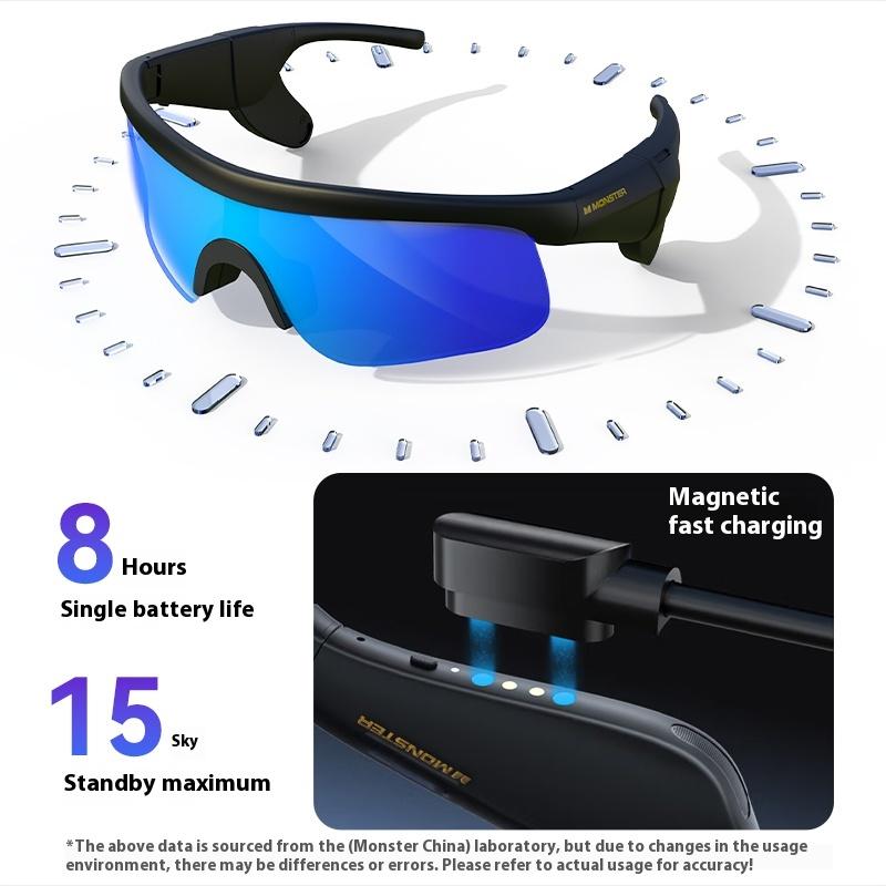 Monster Air 3 AI Smart Sports Glasses with Hi-Fi Sound Bluetooth 5.3 Sunglasses for Music Calls Noise Reduction UV Protection Lightweight Tech Gadget Gifts for Men Women